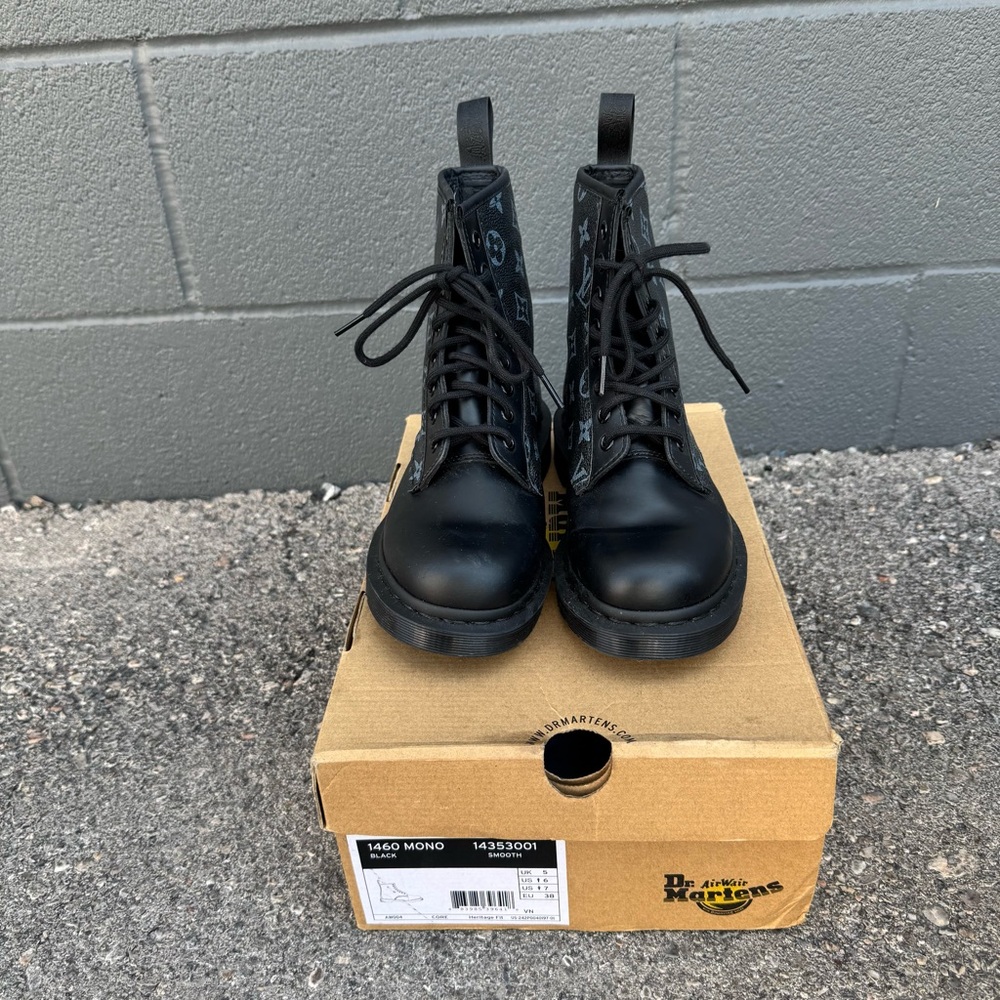 Custom Dr. Martens 1460 Mono Boots w/ Louis Vuitton Monogram Canvas - Picture 4 of 9